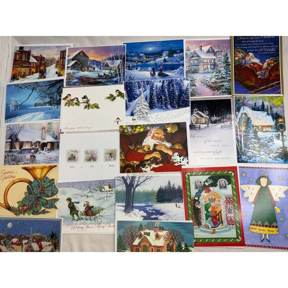 Traditional Style Christmas Card Lot of 111 pc with Envelopes Holiday Greetings - Picture 2 of 10